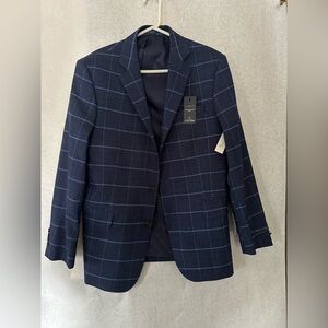 Dark Blue Plaid Blazer -NEW